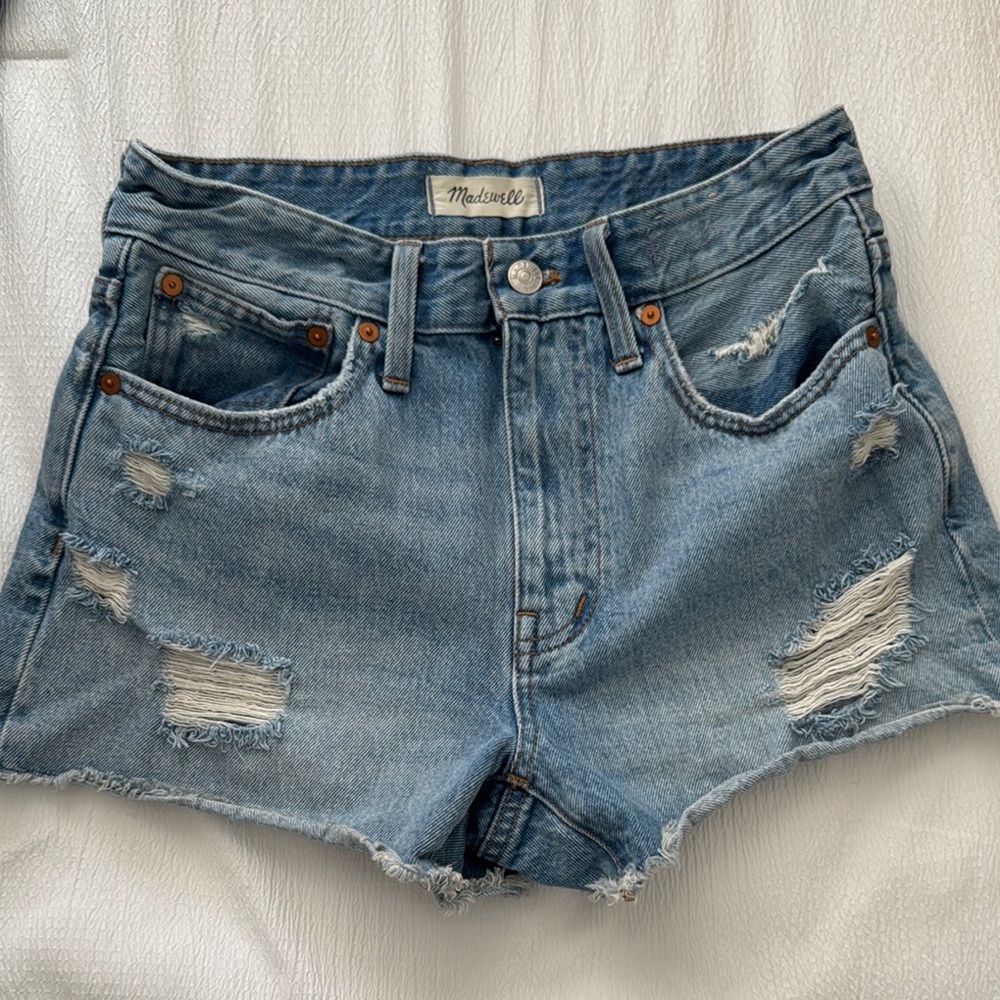 Madewell Blue Jean Shorts Distressed Casual Style